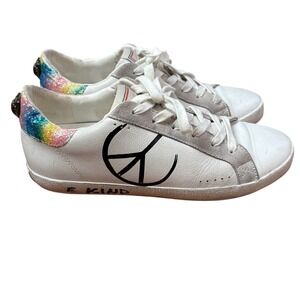 Kurt Geiger London Sneakers Women White Good Peace Flower Rainbow SIZE 40